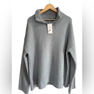Lillusory Elegant Gray Cowl Neck Sweater